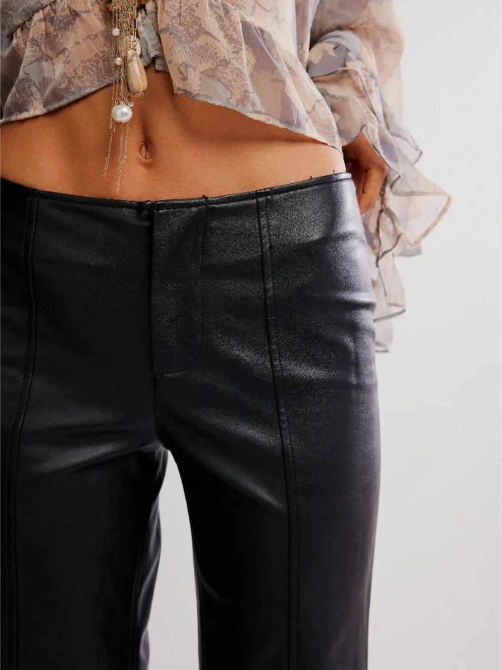 FREE PEOPLE Glow Up Vegan Pants / Black
